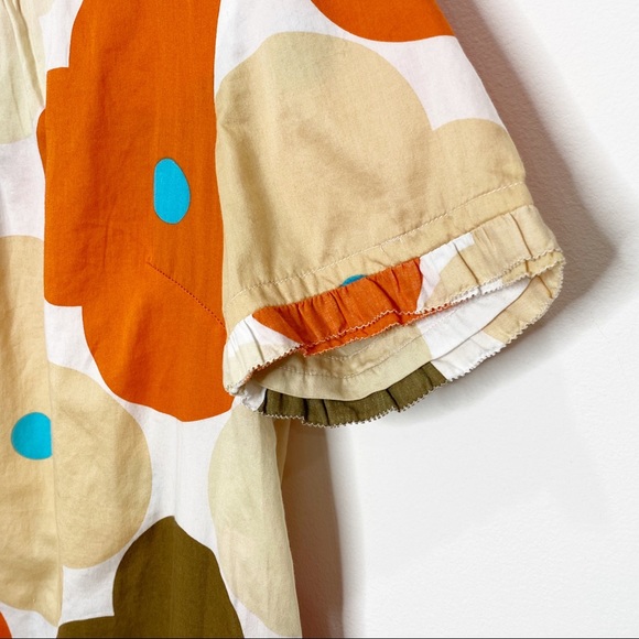 Orla Kiely Retro Floral Shift Dress Cream Orange Brown - Picture 6 of 11